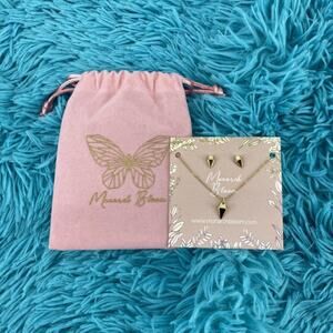 MONARCH BLOOM SHINE BRIGHT NECKLACE + EARRINGS SET  16" + 4" EXT